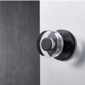 Linkaa Mattle Black Crystal Door Lock Privacyw/Lock Glass Door Handles Door Knob